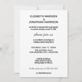 Minimalistische Just Married-uitnodiging Ontvangst Kaart (Achterkant)