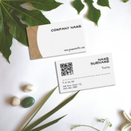 Minimalistische jute fotografie QR Zakelijke Kaart Visitekaartje