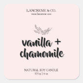 Minimalistische kaarszeep Productlabel Vierkante Sticker (Voorkant)