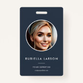 Minimalistische Kaart ID naam werknemer Ronde Foto Badge (Voorkant)