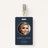 Minimalistische Kaart ID naam werknemer Ronde Foto Badge (Voorkant met clip)