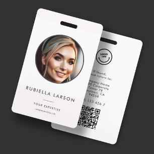 Minimalistische Kaart ID naam werknemer Ronde Foto Badge