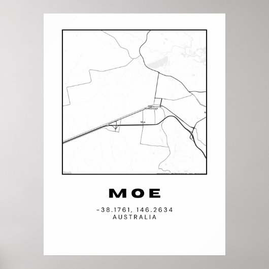 Minimalistische kaart met coördinaten poster (Voorkant)