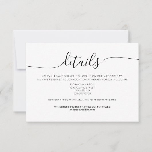 Minimalistische Kaart met details over elegante in Notitiekaartje (Voorkant)