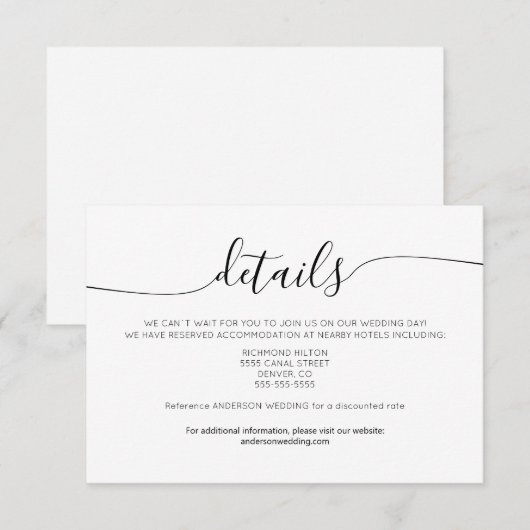 Minimalistische Kaart met details over elegante in Notitiekaartje (Voorkant / Achterkant)