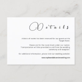 Minimalistische Kaart met details over het weddens