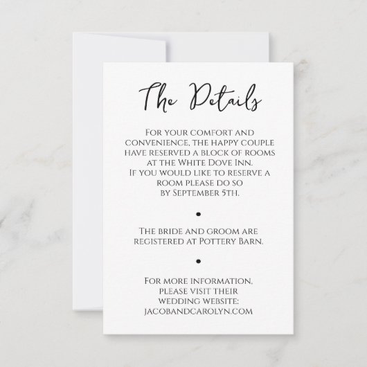 Minimalistische Kaart met details over zwart-witbr (Voorkant)