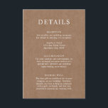 Minimalistische Kaart met details van Rustic Kraft<br><div class="desc">Deze aanpasbare Collectie voor details is ontworpen om te coördineren met ons minimalistische Rustic-model en biedt een witte klassieke lettertype op een achtergrond van kraft effect. Dit is een eenvoudig en minimalistisch rustig collectie, zeer veelzijdig en geschikt voor elk trouwseizoen. Voor een meer geavanceerde aanpassing van dit ontwerp, bijvoorbeeld het...</div>