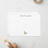 Minimalistische Kaart met groene lebspuit Notitiekaartje (Voorkant / Achterkant in situ)