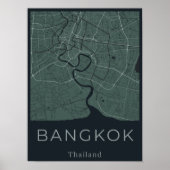 Minimalistische kaart van Bangkok - Green & Black Poster (Voorkant)