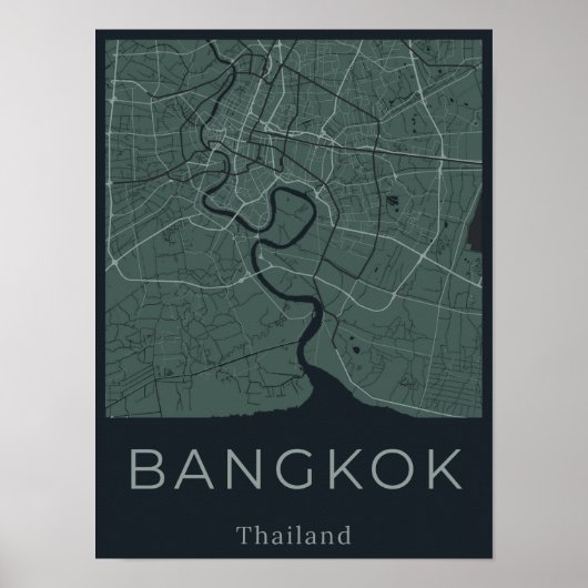Minimalistische kaart van Bangkok - Green & Black  Poster (Voorkant)