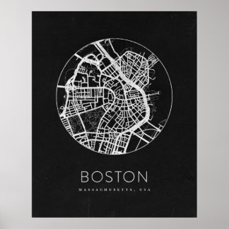 Minimalistische kaart van Boston City Poster