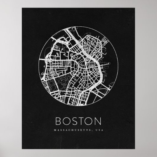 Minimalistische kaart van Boston City Poster (Voorkant)