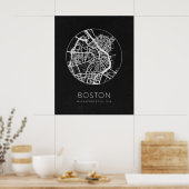 Minimalistische kaart van Boston City Poster (Keuken)