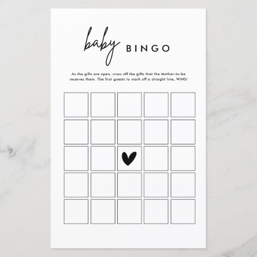 Minimalistische Kaart van de Baby Bingo Game van h (Voorkant)
