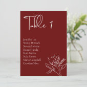 Minimalistische Kaart van de Floral Wedding Seatin (Staand voorkant)