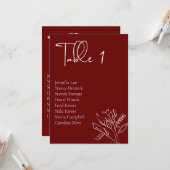 Minimalistische Kaart van de Floral Wedding Seatin (Voorkant / Achterkant in situ)