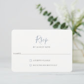 Minimalistische Kaart van Dusty Blue Wedding RSVP (Staand voorkant)