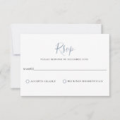 Minimalistische Kaart van Dusty Blue Wedding RSVP (Voorkant)