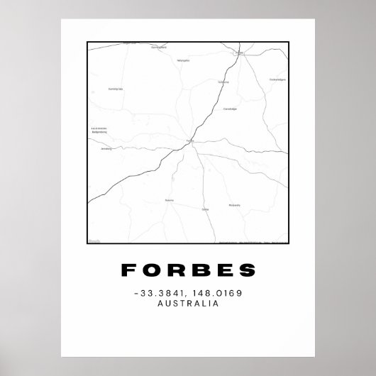 Minimalistische kaart van Forbes met coördinaten | Poster (Voorkant)