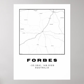 Minimalistische kaart van Forbes met coördinaten | Poster