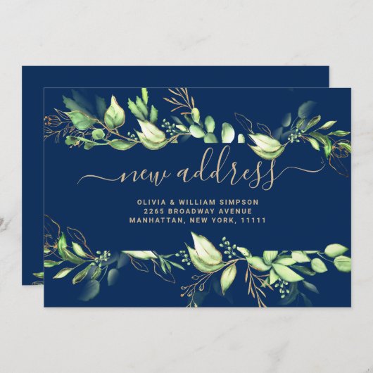 Minimalistische Kaart van Greenery Moving Announce (Voorkant / Achterkant)