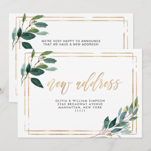 Minimalistische Kaart van Greenery Moving Announce (Voorkant / Achterkant)