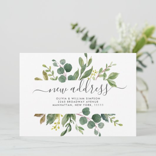 Minimalistische Kaart van Greenery Moving Announce (Staand voorkant)