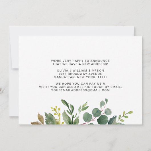 Minimalistische Kaart van Greenery Moving Announce (Achterkant)