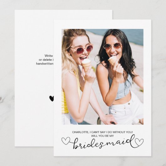 Minimalistische Kaart van het Bridesmaid-voorstel  (Voorkant / Achterkant)