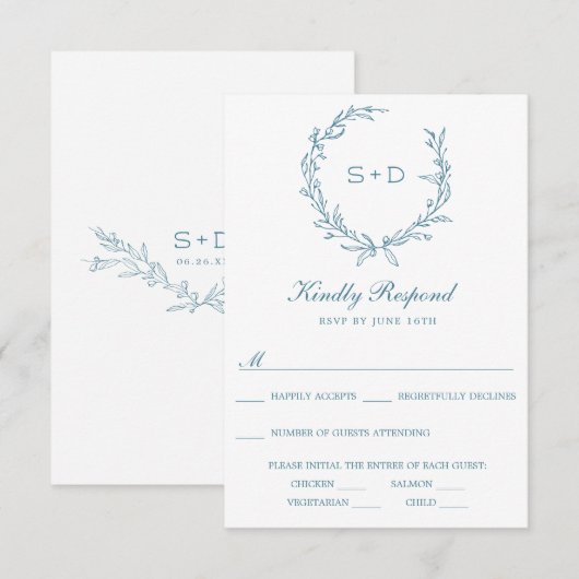 Minimalistische Kaart van het Monogram Weddenschap (Voorkant / Achterkant)