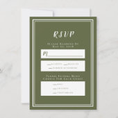 Minimalistische Kaart van het Olive Green Wedding  (Voorkant)