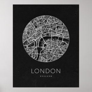 Minimalistische kaart van Londen City Poster