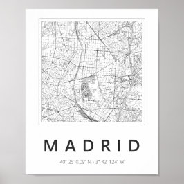 Minimalistische kaart van Madrid Poster