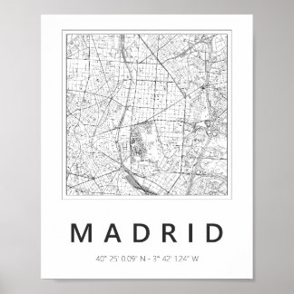 Minimalistische kaart van Madrid Poster