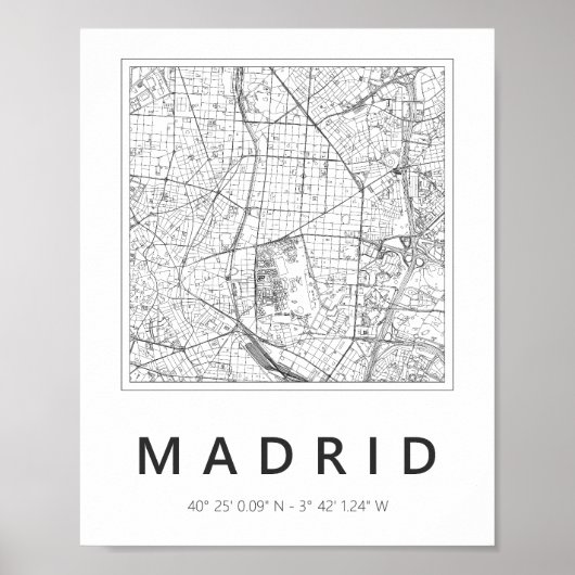 Minimalistische kaart van Madrid Poster (Voorkant)