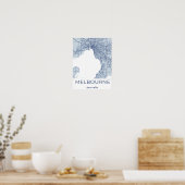Minimalistische kaart van Melbourne Modern Grey Bl Poster (Keuken)
