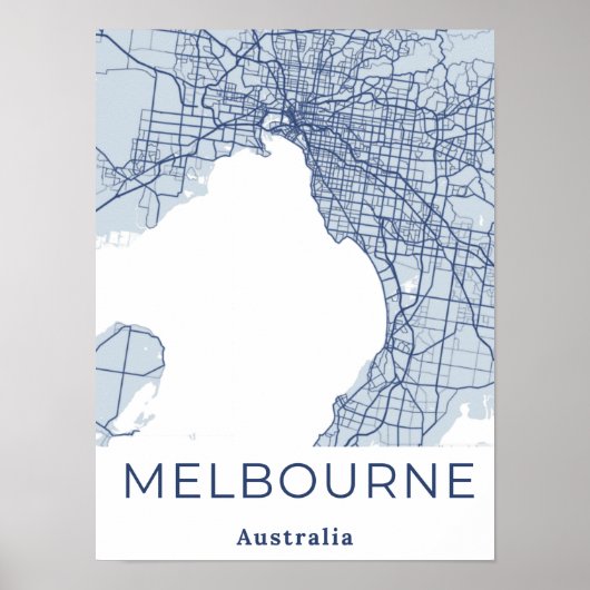 Minimalistische kaart van Melbourne Modern Grey Bl Poster (Voorkant)