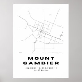 Minimalistische kaart van Mount Gambier met coördi Poster