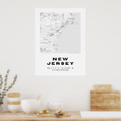 Minimalistische kaart van New Jersey Art - Black a Poster (Keuken)