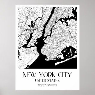 Minimalistische kaart van New York City - Modern W Poster