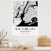 Minimalistische kaart van New York City - Modern W Poster (Keuken)