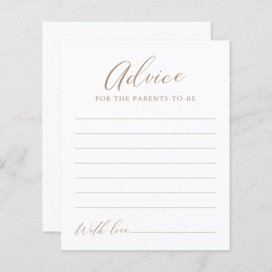 Minimalistische Kaart voor advies over Baby shower (Voorkant / Achterkant)