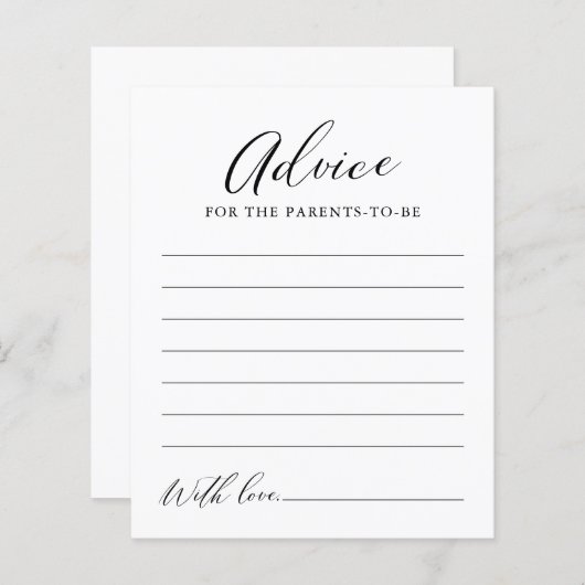 Minimalistische Kaart voor advies over Baby shower (Voorkant / Achterkant)