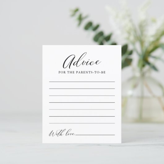 Minimalistische Kaart voor advies over Baby shower (Staand voorkant)