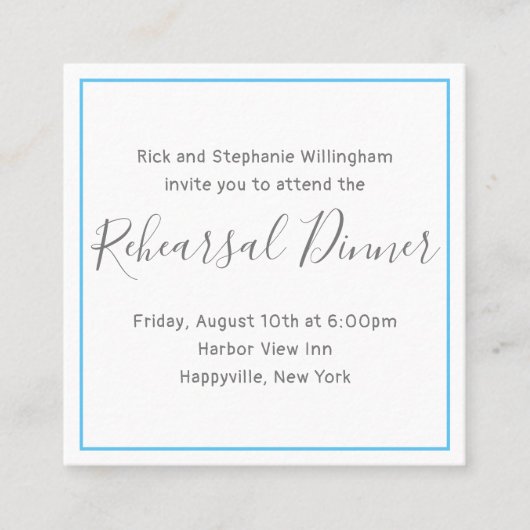 Minimalistische Kaart voor bruiloft Vierkante Visitekaartje (Voorkant)