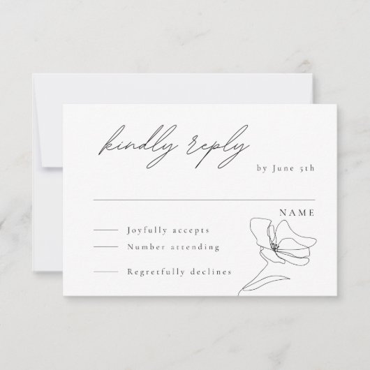 Minimalistische Kaart voor Floral Line Art Enclosu (Voorkant)