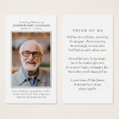 Minimalistische Kaart voor foto Memorial Prayer (Voorkant /achterkant)