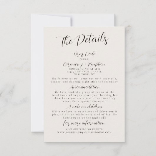 Minimalistische Kaart voor huwelijksgegevens (Voorkant)