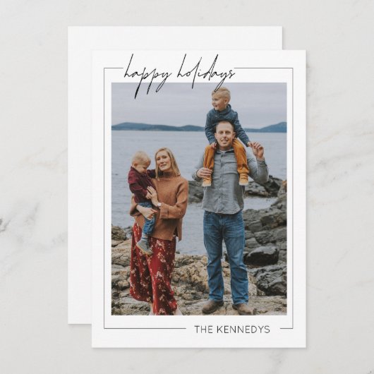 Minimalistische Kaart voor kerstfeestdagen met vro (Voorkant / Achterkant)